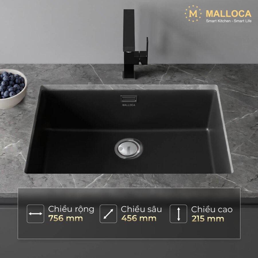 Chậu rửa chén đá Granite 1 hố Malloca ZEN K13040