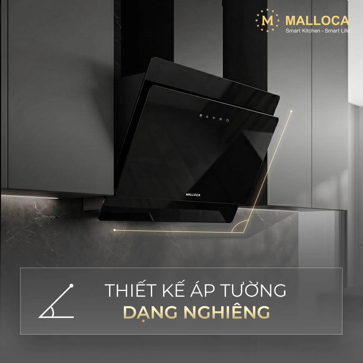 Máy hút mùi áp tường dạng nghiêng Malloca MC7086HS - Ảnh 2