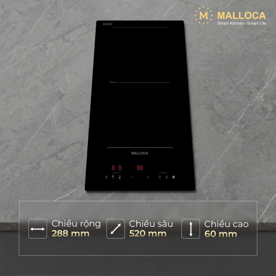 Bếp từ domino 2 vùng nấu Malloca MDI302FZ