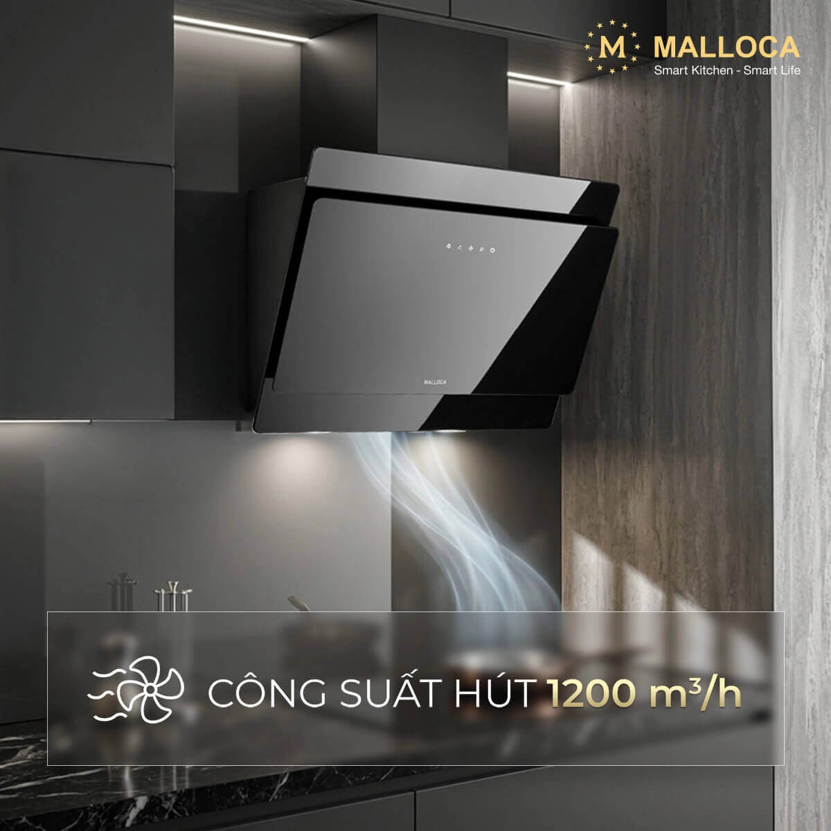 Máy hút mùi áp tường dạng nghiêng Malloca MC7086HS - Ảnh 4