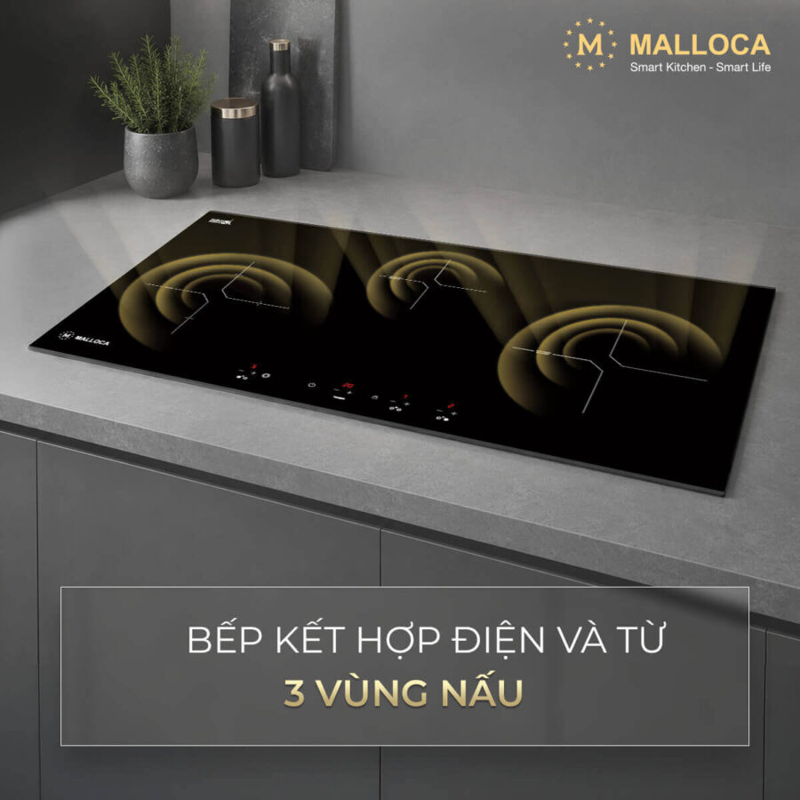 Bếp kết hợp điện và từ 3 vùng nấu Malloca MH03IRN - Ảnh 3