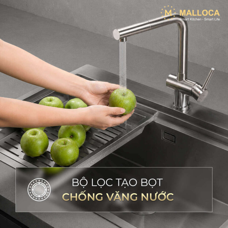 Vòi rửa chén nóng lạnh dây rút Inox 304 Malloca K103SS - Ảnh 3