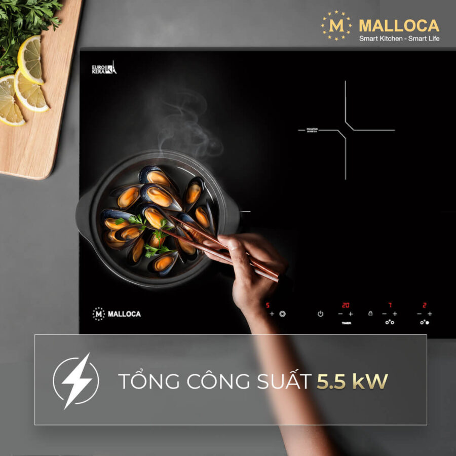 Bếp kết hợp điện và từ 3 vùng nấu Malloca MH03IRN - Ảnh 4