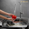 Vòi rửa chén nóng lạnh dây rút đồng thau Chrome Malloca K94C