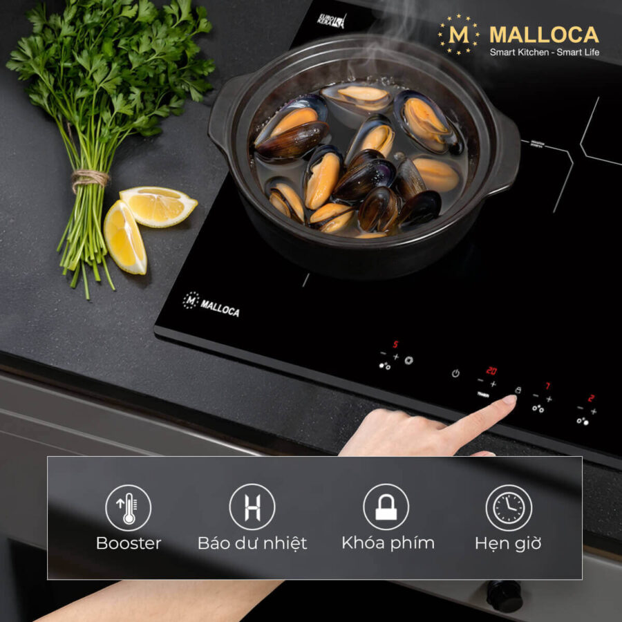 Bếp kết hợp điện và từ 3 vùng nấu Malloca MH03IRN - Ảnh 5