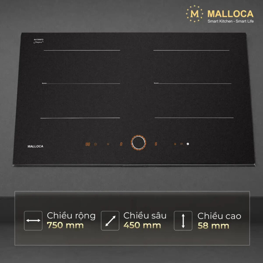Bếp từ 2 vùng nấu Malloca MI7502ES