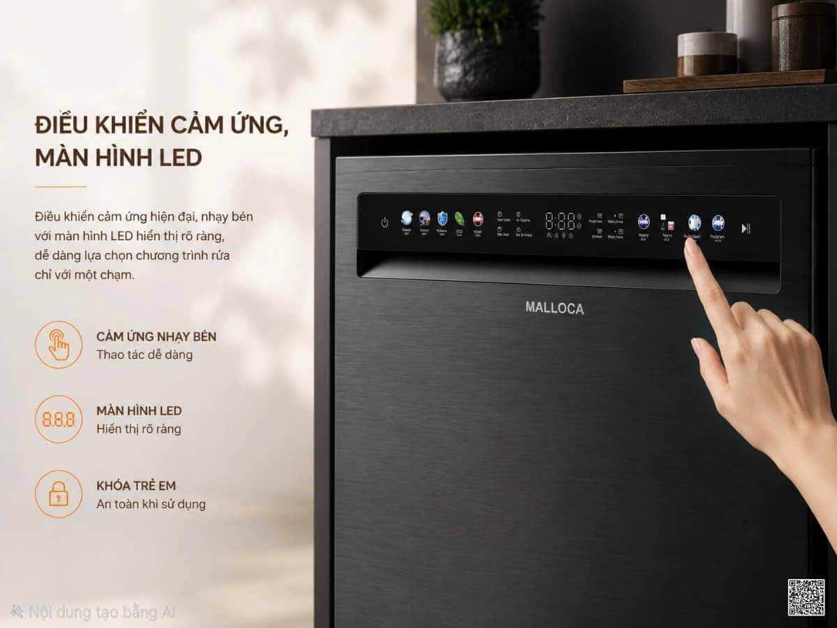 Máy rửa chén độc lập 15 bộ chén dĩa Malloca VORTEX MDW1510TD - Ảnh 2