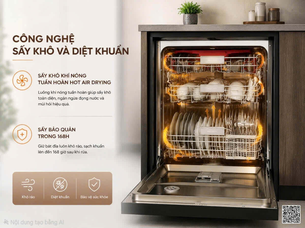 Máy rửa chén độc lập 15 bộ chén dĩa Malloca VORTEX MDW1510TD - Ảnh 3