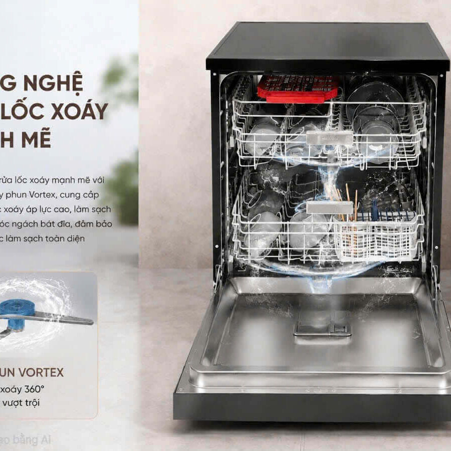 Máy rửa chén độc lập 15 bộ chén dĩa Malloca VORTEX MDW1510TD - Ảnh 4