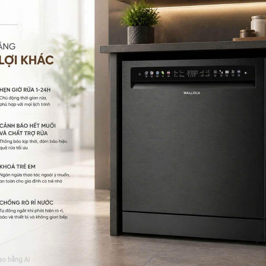 Máy rửa chén độc lập 15 bộ chén dĩa Malloca VORTEX MDW1510TD - Ảnh 7
