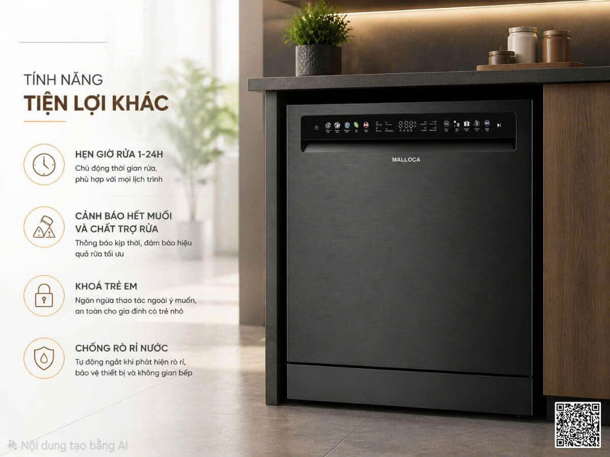 Máy rửa chén độc lập 15 bộ chén dĩa Malloca VORTEX MDW1510TD - Ảnh 7