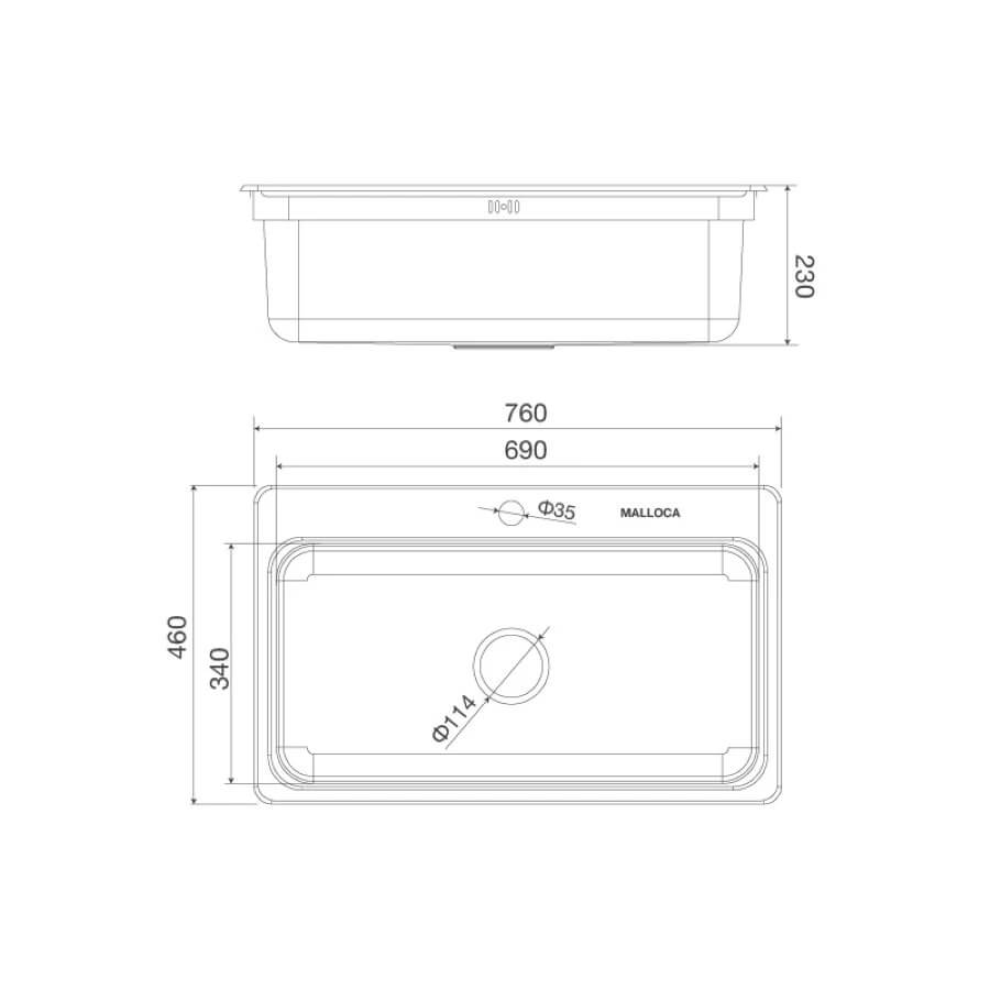 Chậu rửa chén 1 hố Inox 304 Malloca MS1022D - Ảnh 3