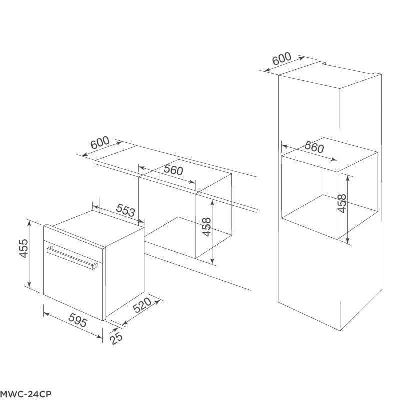 Tủ rượu âm tủ 1 vùng nhiệt độ 56L Malloca MWC24CP - Ảnh 3