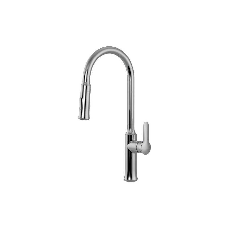 Vòi rửa chén nóng lạnh dây rút đồng thau Chrome Malloca K94C - Ảnh 5