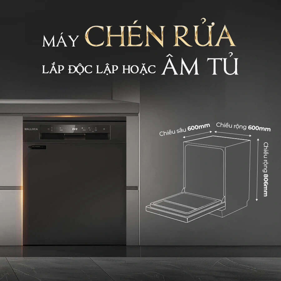 Alternative view of Máy rửa chén độc lập âm tủ 15 bộ chén dĩa Malloca MDW155035TD