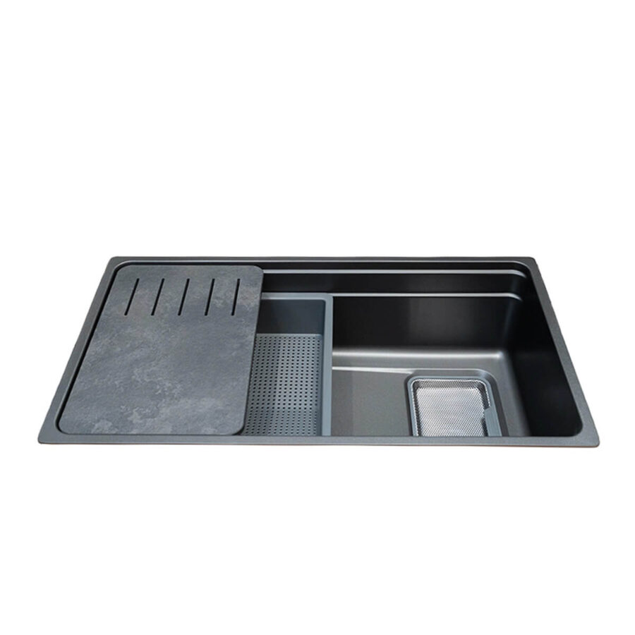 Chậu rửa chén 1 hố Inox 304 hạn chế trầy xước Malloca VOLCANIC MS7743GR