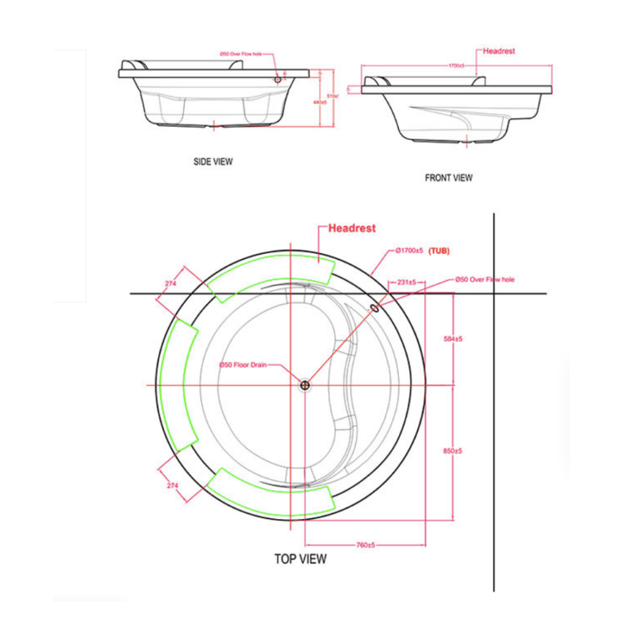 Bồn tắm xây American Standard 70200-WT (70200WT) IDS 1.7m
