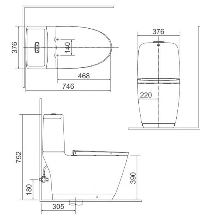 Bồn cầu 2 khối nắp điện tử INAX AC-832 + CW-H18VN