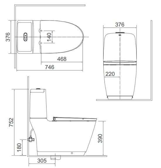 Bồn cầu 2 khối nắp điện tử INAX AC-832 + CW-H20VN