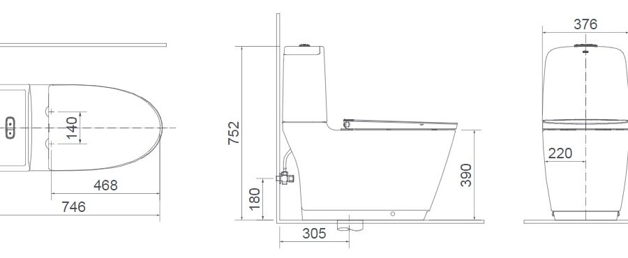 Bồn cầu 2 khối xả cảm ứng nắp điện tử INAX ACT-832 + CW-H17VN