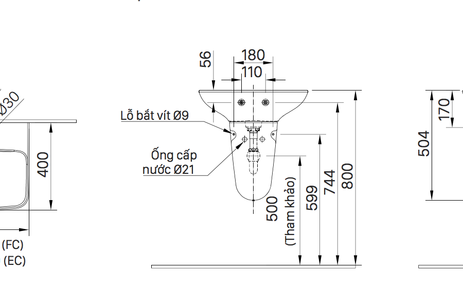 Chậu rửa lavabo treo tường INAX L-289V (L289V) (L-289VFC)