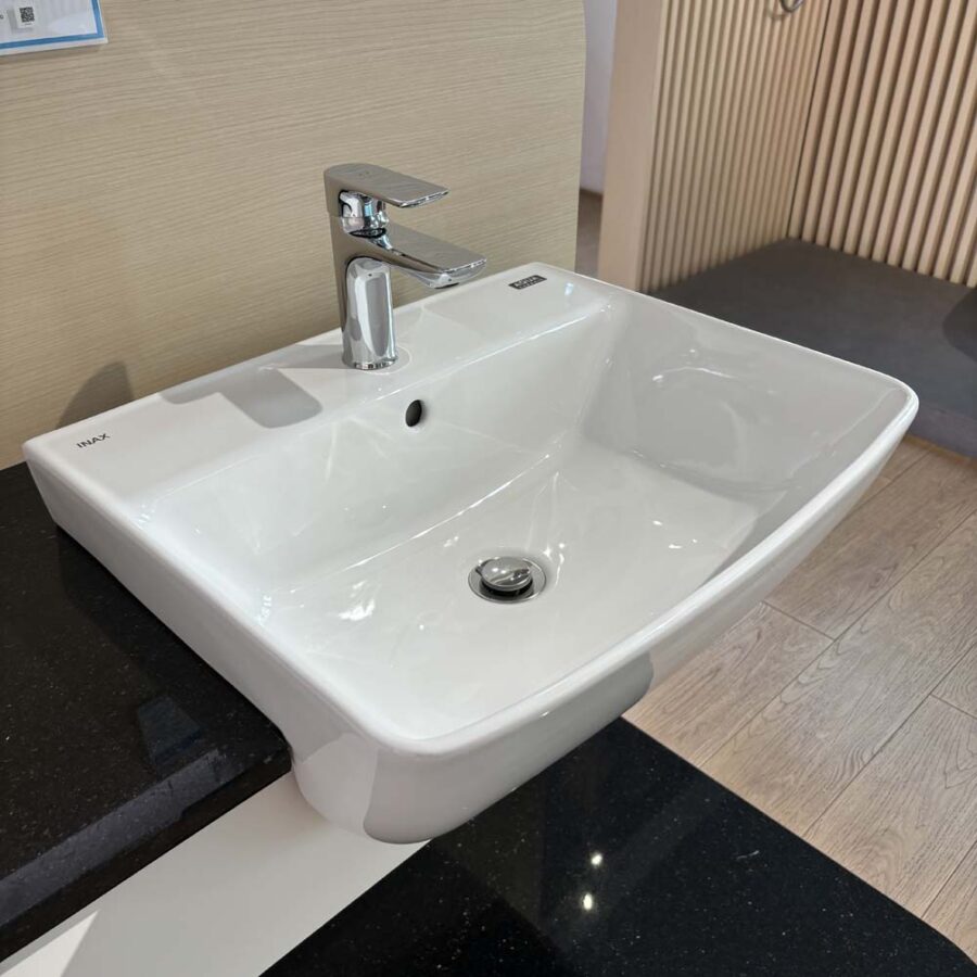Chậu rửa mặt lavabo bán âm INAX AL-345V (AL345V) (AL-345VFC) men Aqua Ceramic