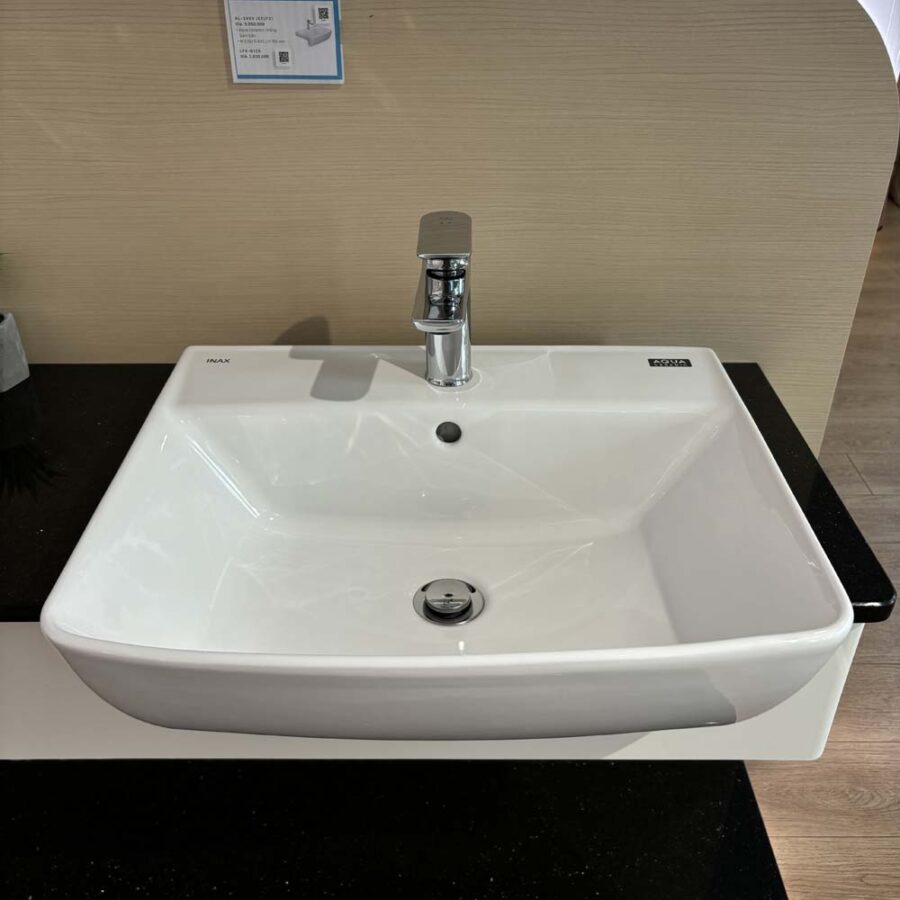 Chậu rửa mặt lavabo bán âm INAX AL-345V (AL345V) (AL-345VFC) men Aqua Ceramic