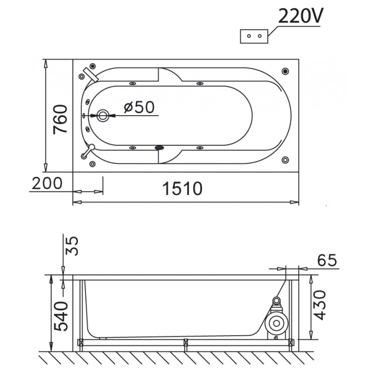Bồn tắm chân yếm 1m5 Caesar AT0150L(R)