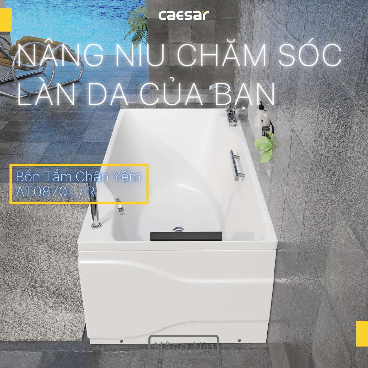 Bồn tắm chân yếm 1m7 Caesar AT0870L(R)
