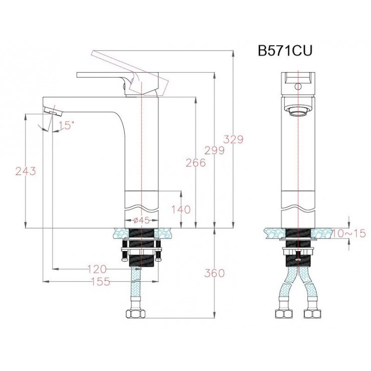 Vòi chậu lavabo nóng lạnh Caesar B571CU/ B571CBU