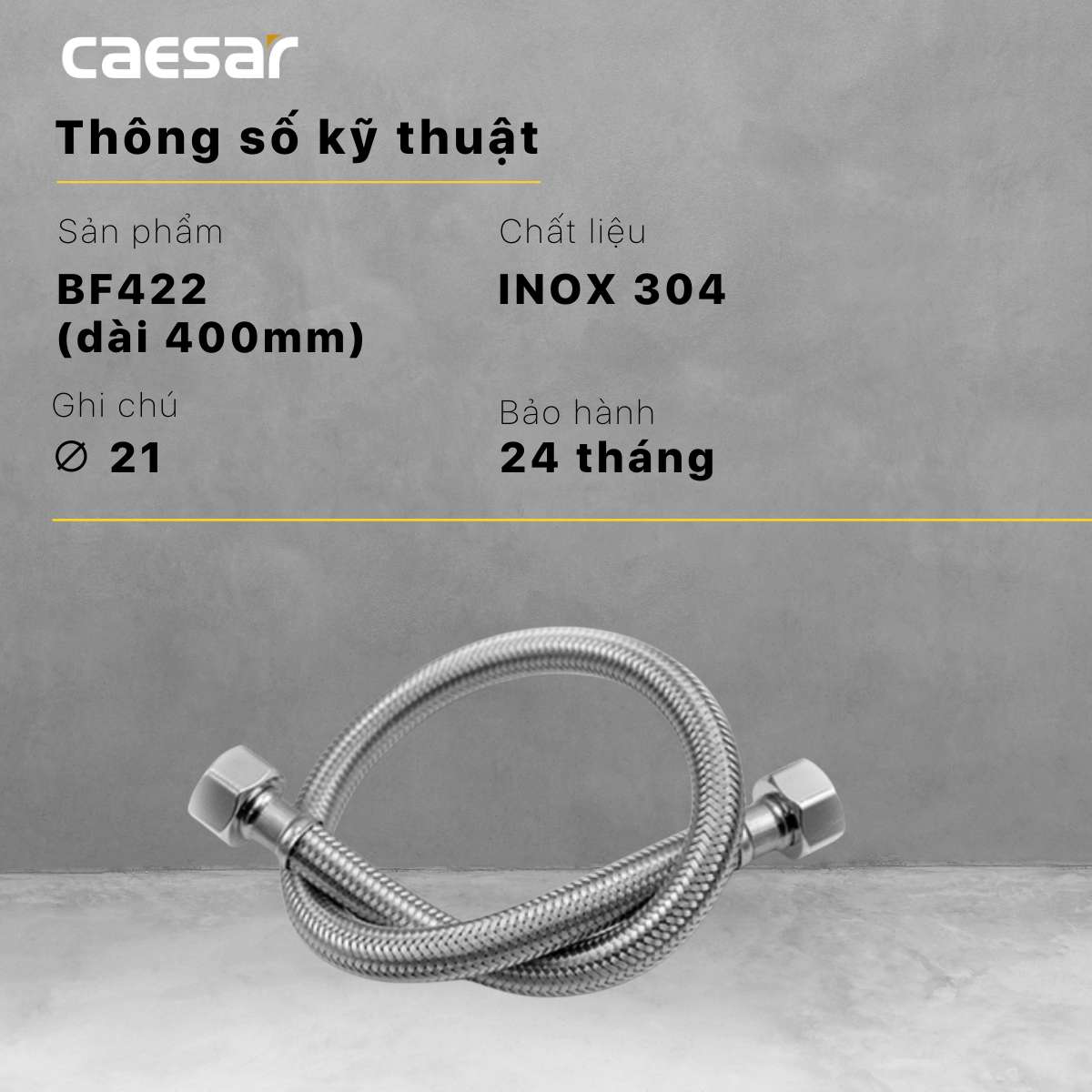 Dây cấp nước xi 40cm Caesar BF422
