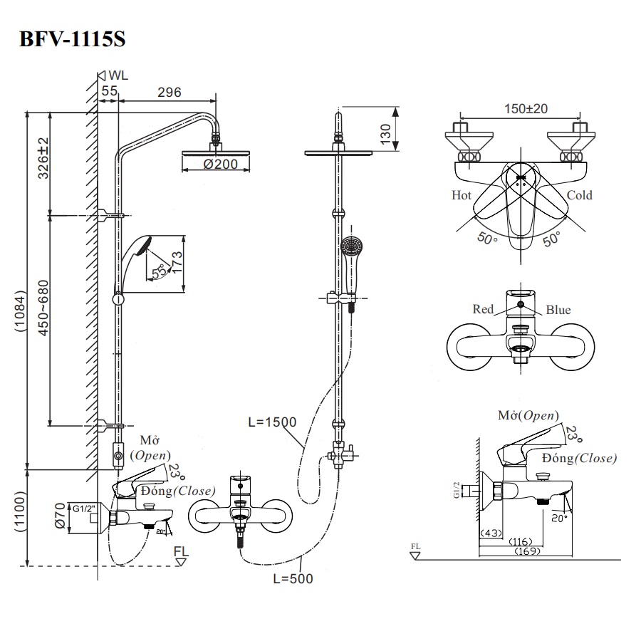 bfv-1115s-bvkt-1 Bộ sen tắm cây nóng lạnh INAX BFV-1115S-3C (BFV1115S3C)