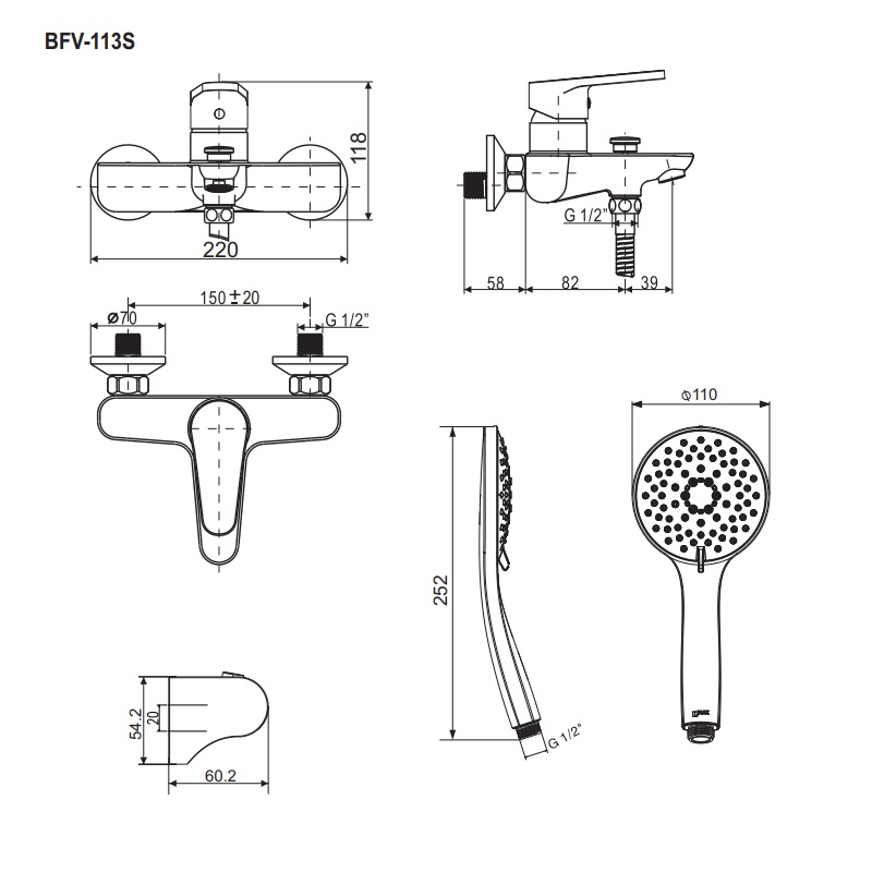Bộ vòi sen tắm nóng lạnh INAX BFV-113S (BFV113S)