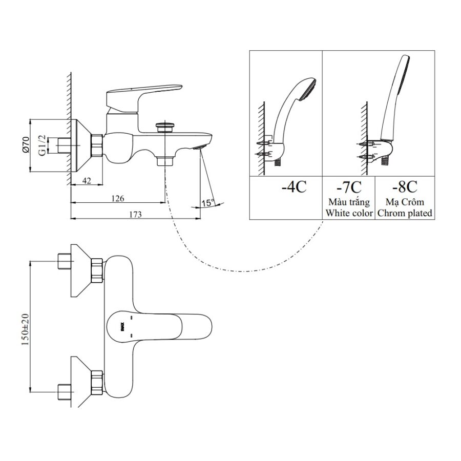 Bộ sen tắm nóng lạnh INAX BFV-1403S-3C (BFV1403S3C)