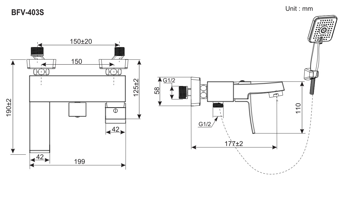bfv-403s-bvkt Bộ vòi sen tắm nóng lạnh INAX BFV-403S (BFV403S)