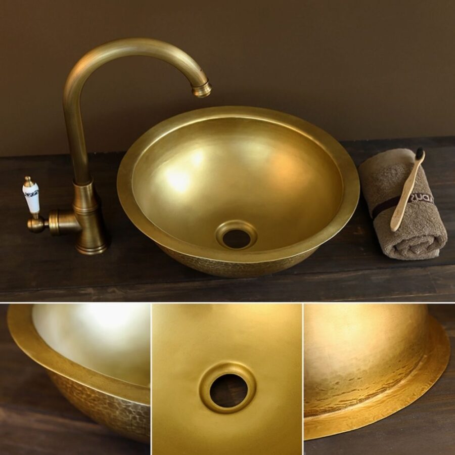 Chậu lavabo đặt bàn Kanly bằng đồng BL2111