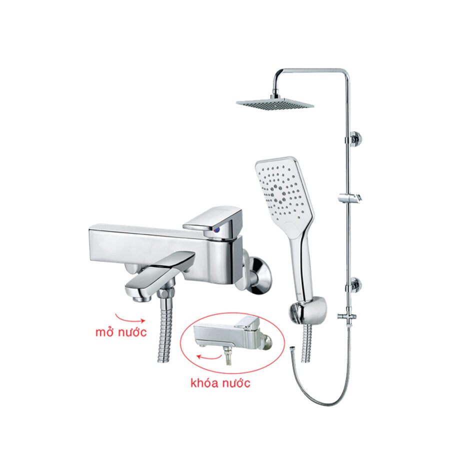 Bộ sen cây tắm đứng nóng lạnh Caesar BS124+S553C