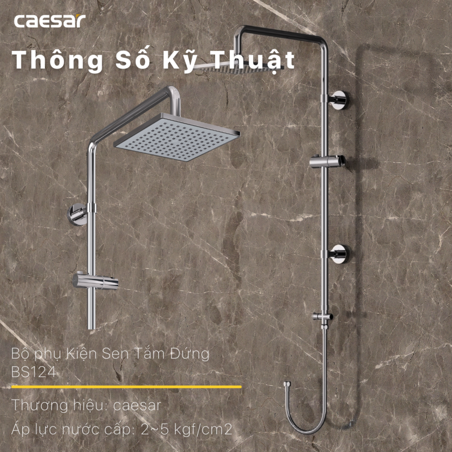 Bộ sen cây tắm đứng nóng lạnh Caesar BS124+S843C