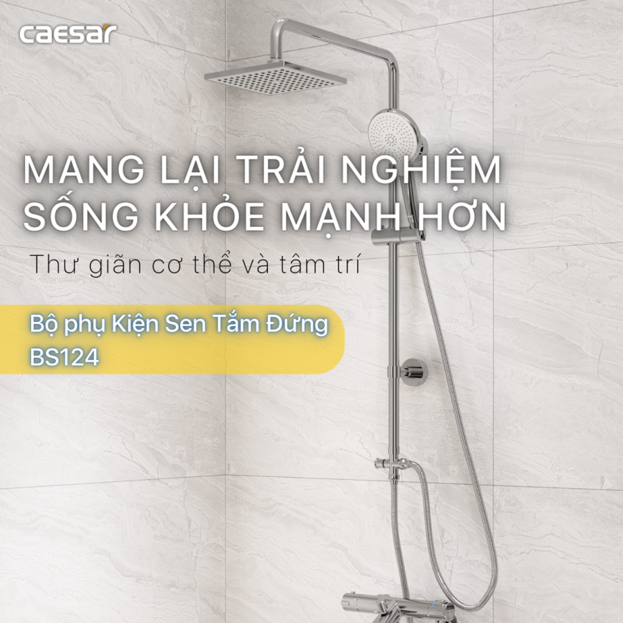 Bộ sen cây tắm đứng nóng lạnh Caesar BS124+S843C