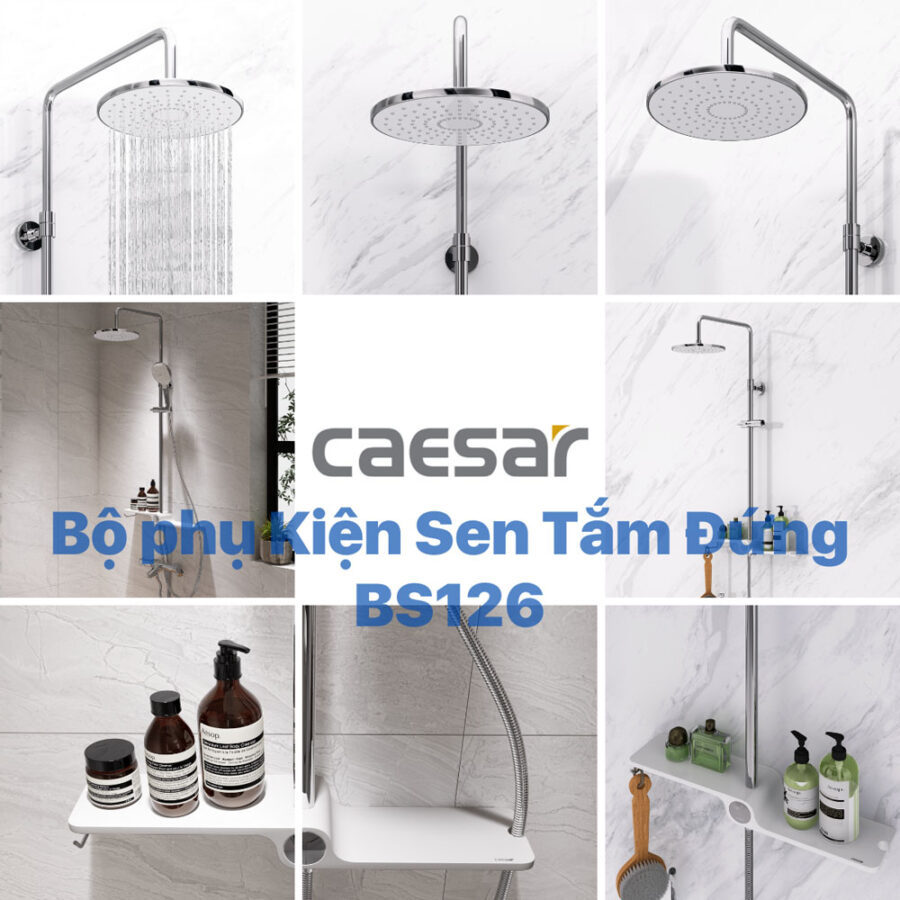 Bộ sen cây tắm đứng nóng lạnh Caesar BS126+S360C