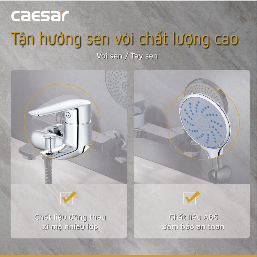 Bộ sen cây tắm đứng nóng lạnh Caesar BS126+S383C