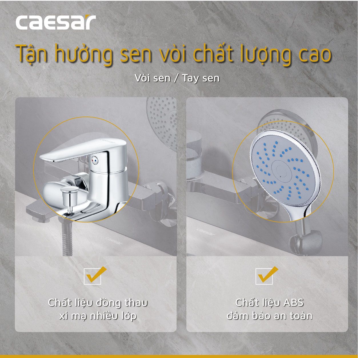 Bộ sen cây tắm đứng nóng lạnh Caesar BS126+S383C