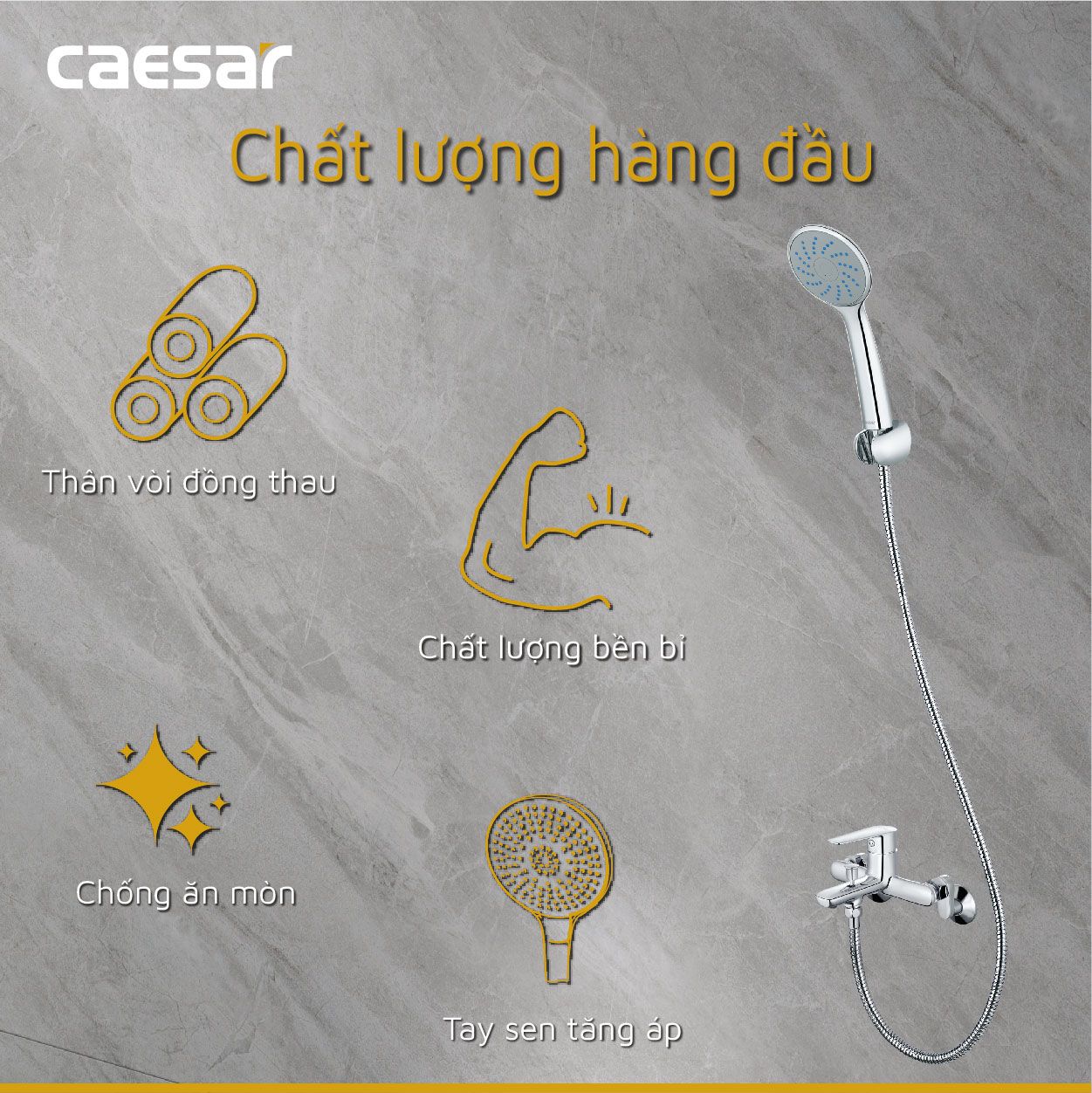 Bộ sen cây tắm đứng nóng lạnh Caesar BS126+S383C