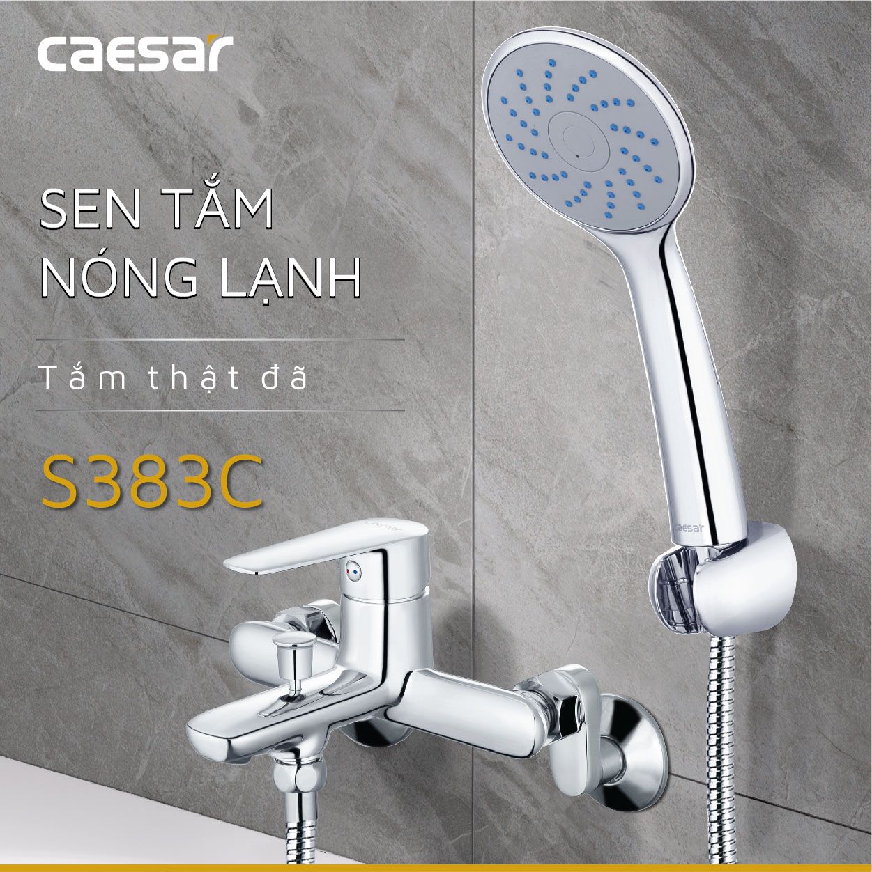 Bộ sen cây tắm đứng nóng lạnh Caesar BS126+S383C