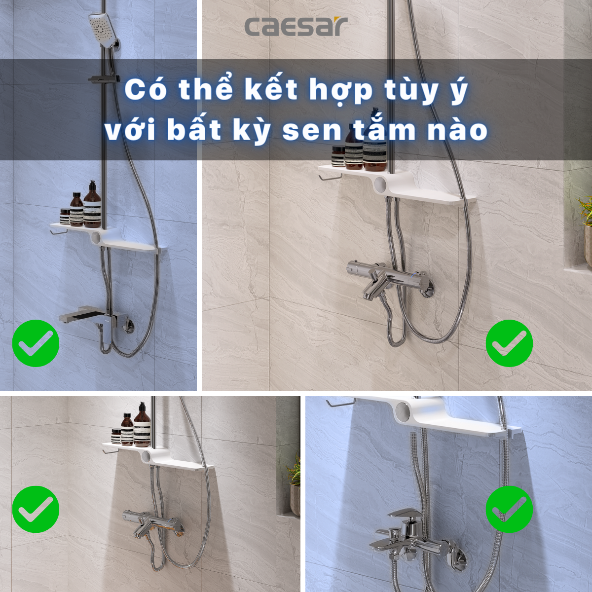Bộ sen cây tắm đứng nóng lạnh Caesar BS126+S383C