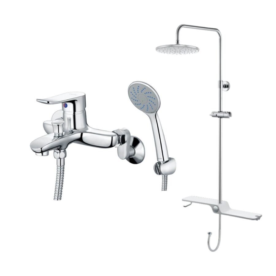 Bộ sen cây tắm đứng nóng lạnh Caesar BS126+S493C