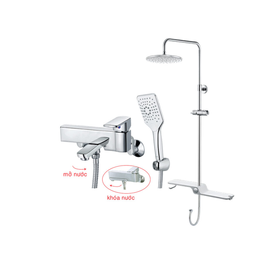 Bộ sen cây tắm đứng nóng lạnh Caesar BS126+S553C