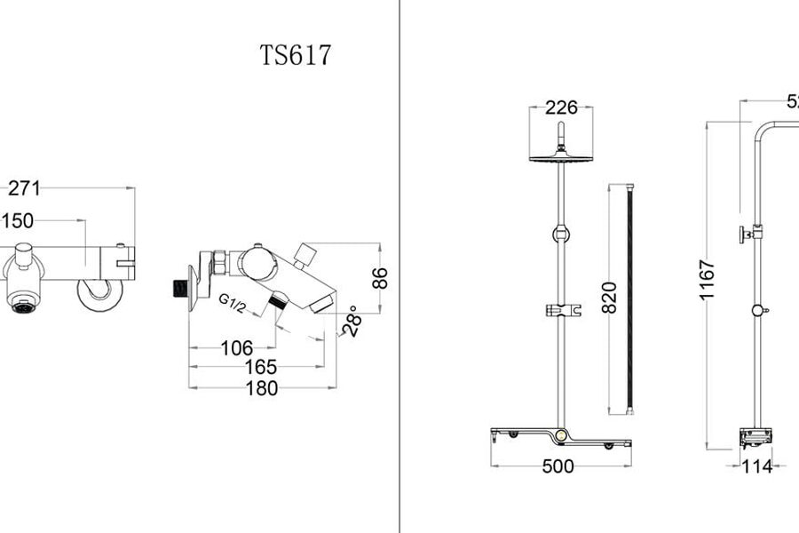 Bộ sen cây tắm đứng nhiệt độ Caesar BS126+TS617