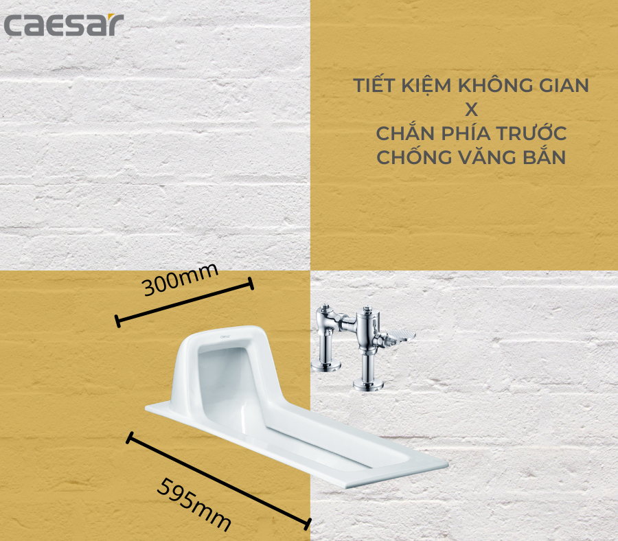 Bồn cầu xổm kèm van xả tay gạt Caesar C1230+BF525A