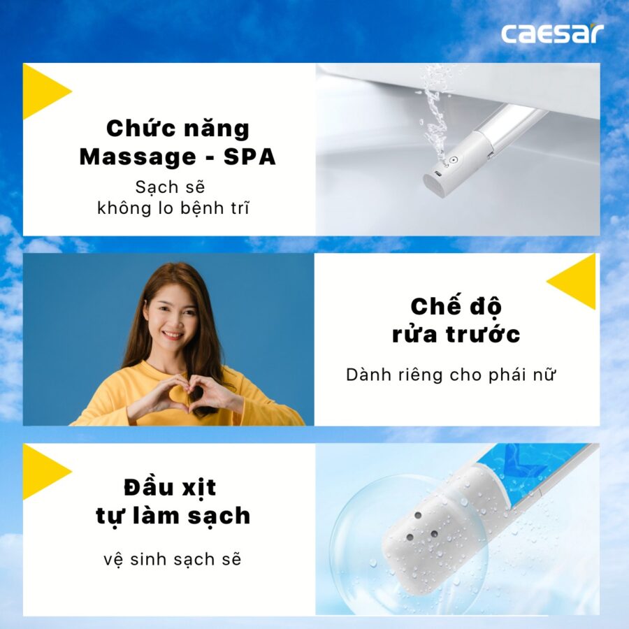 Bồn cầu 1 khối nắp điện tử Caesar C1391F + TAF400H (C1391+TAF400H)
